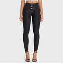 WRUP Denim - 3 Button High Waisted - Full Length - Black + Black Stitching