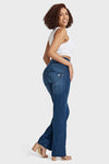 WR.UP® SNUG Jeans - High Waisted - Flare - Dark Blue + Blue Stitching 5