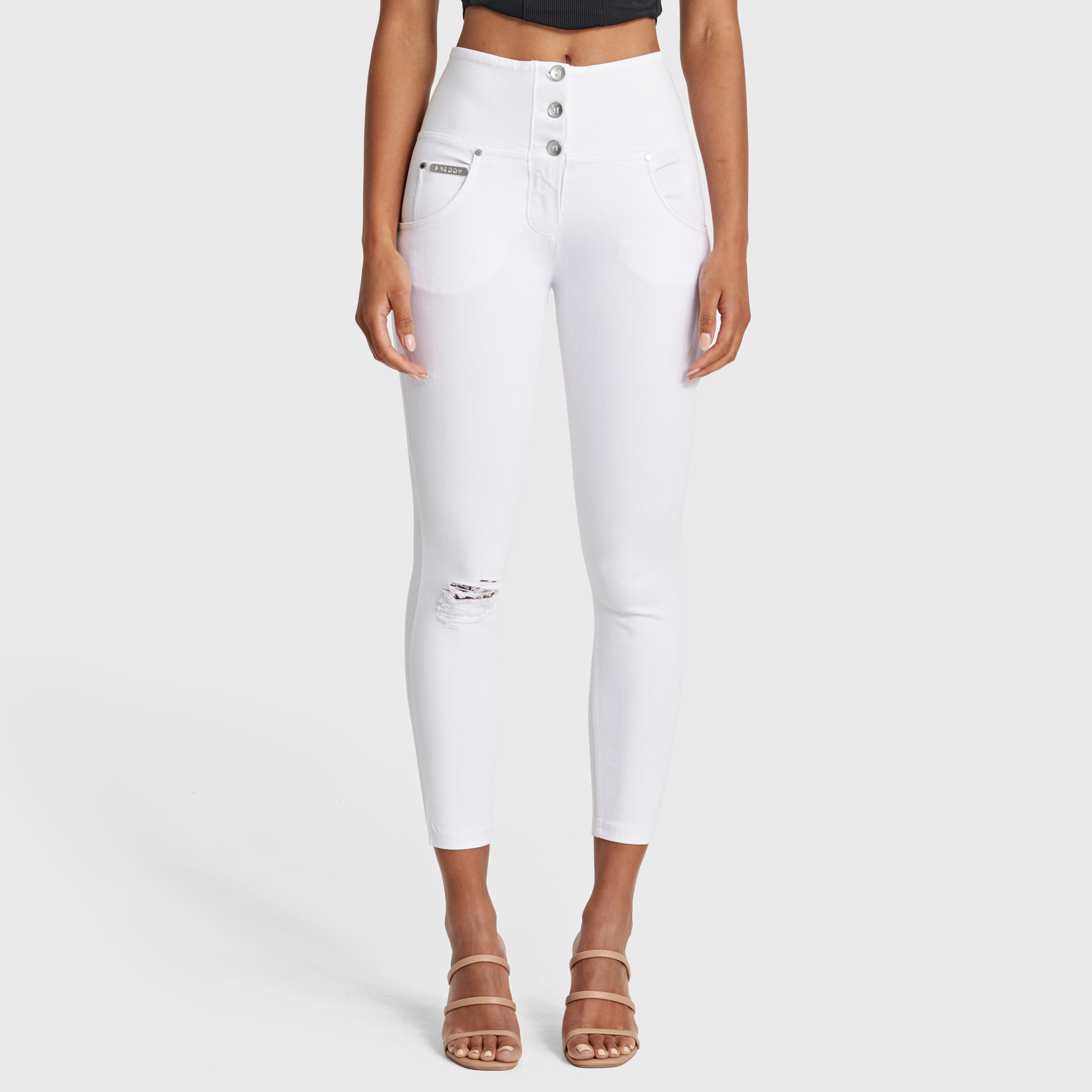 WR.UP® SNUG Distressed Jeans - High Waisted - 7/8 Length - White 3
