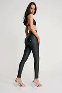 WRUP Faux Leather with Button Detail - Super High Waisted - Full Length - Black