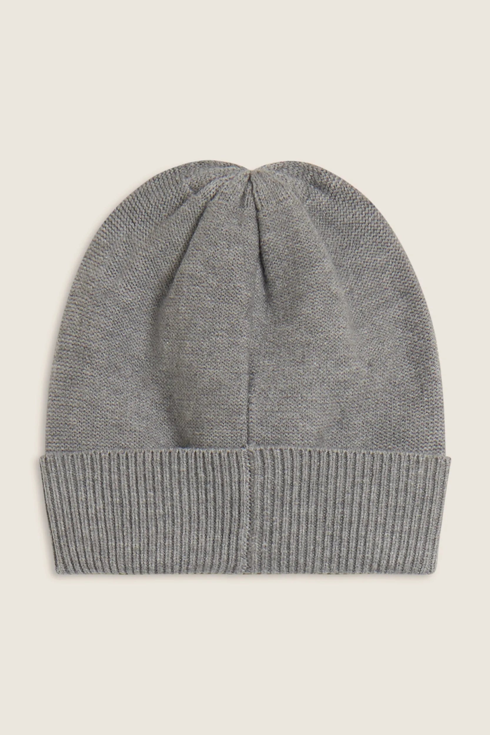 Braided Beanie with Silver Logo - Melange Grey 2