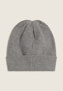 Braided Beanie with Silver Logo - Melange Grey