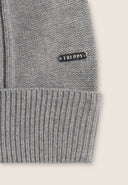 Braided Beanie with Silver Logo - Melange Grey