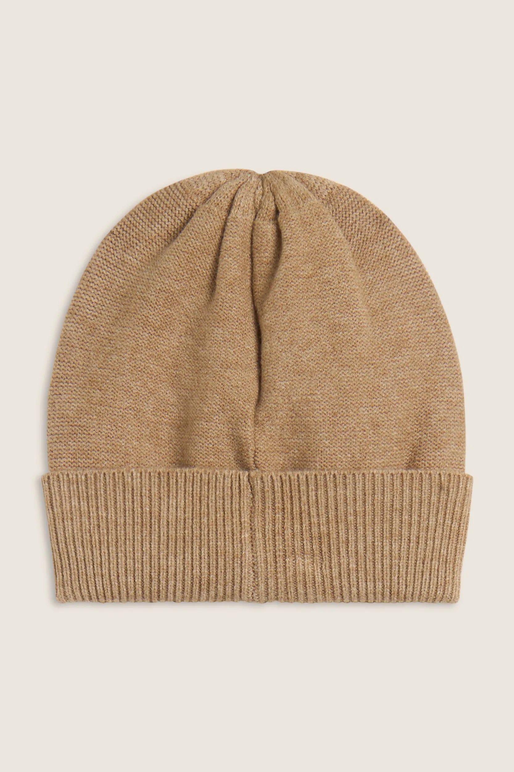 Braid Beanie with Silver Logo - Beige 2