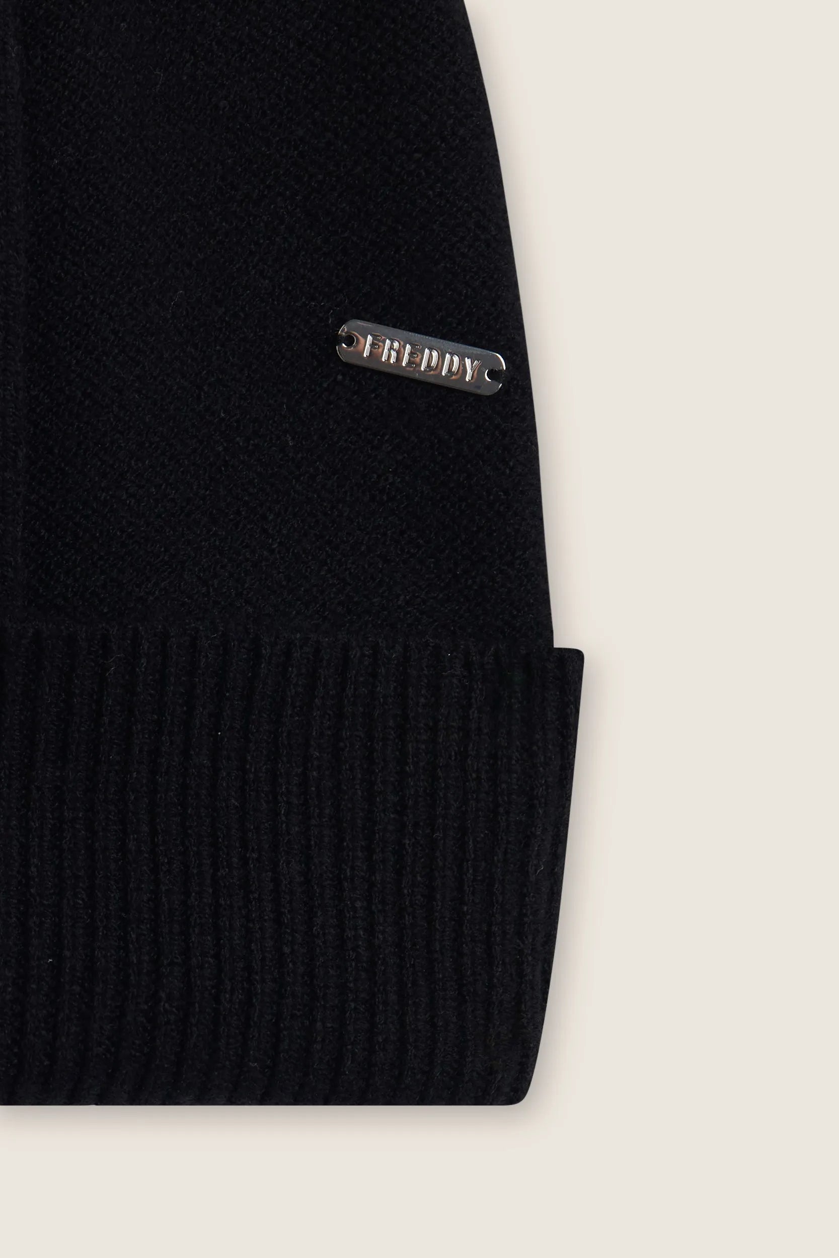 Braid Beanie with Silver Logo - Black 3