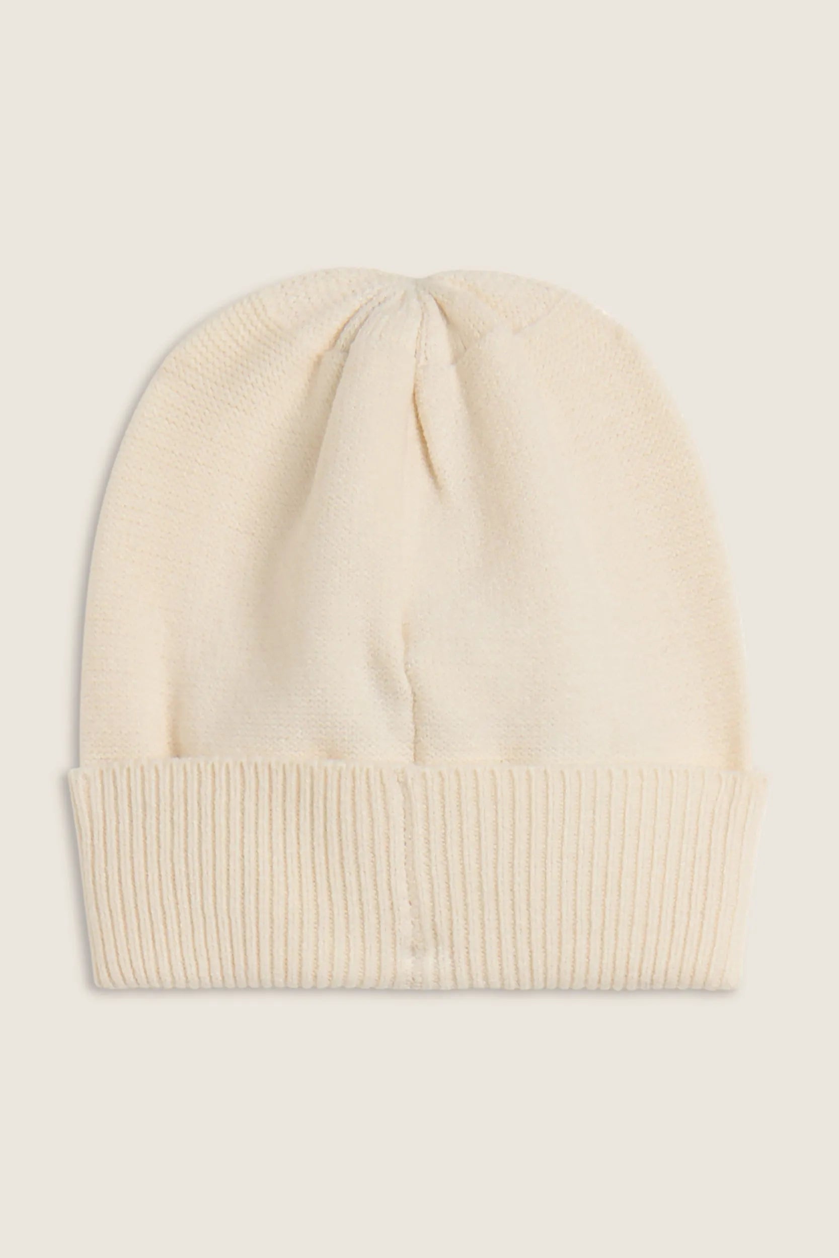 Braid Beanie with Silver Logo - Cream 2