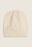 Braid Beanie with Silver Logo - Cream