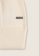 Braid Beanie with Silver Logo - Cream