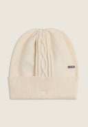 Braid Beanie with Silver Logo - Cream