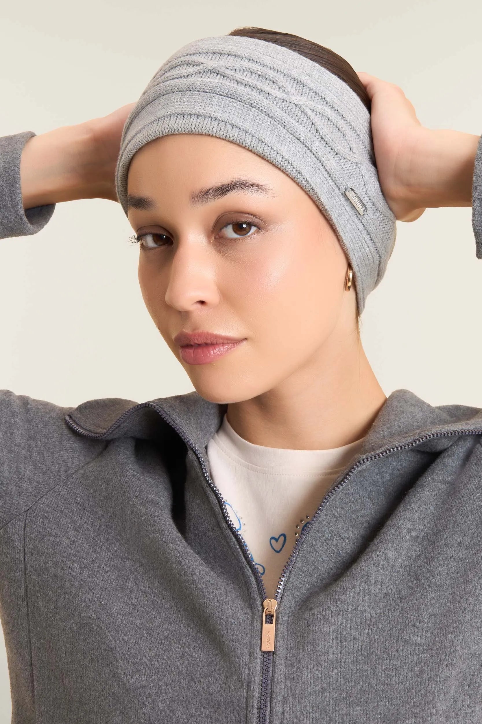 Braid Earmuffs - Melange Grey 1