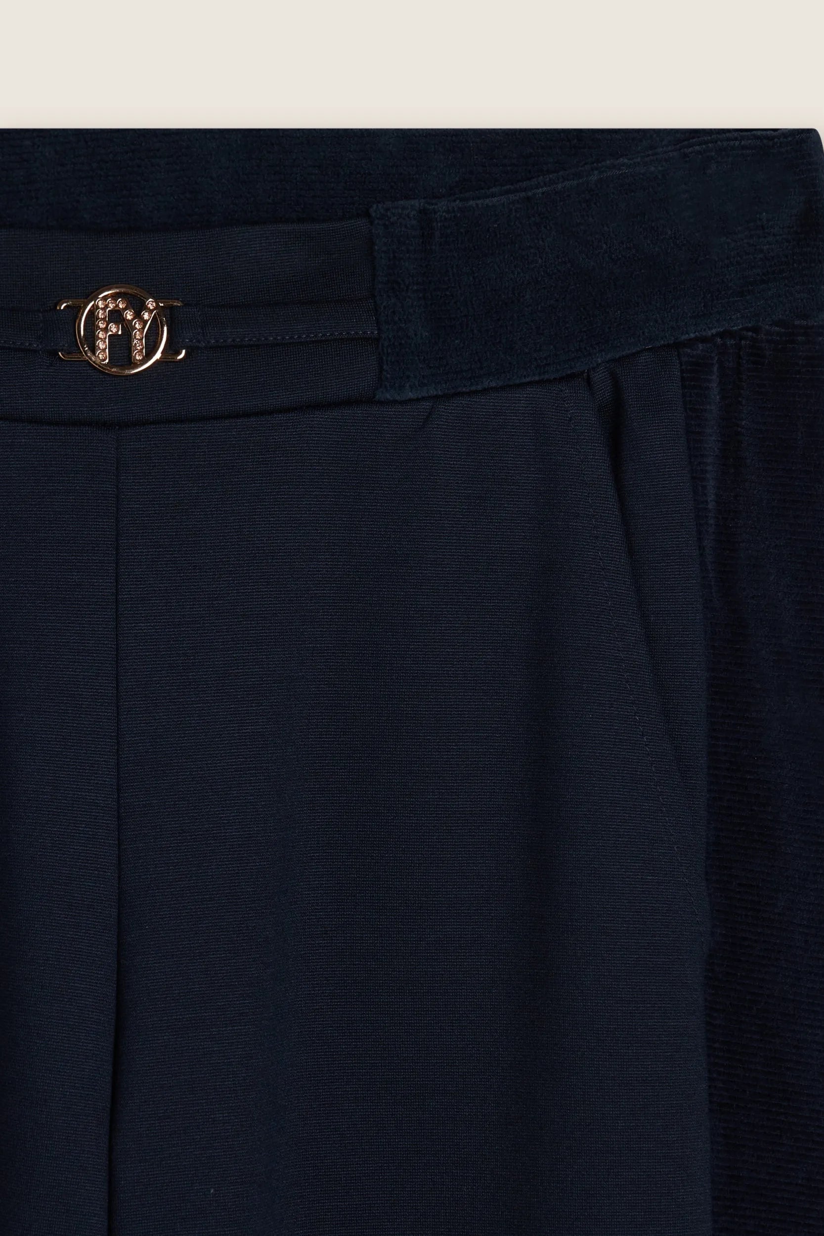 Women's Fashion Track Pants with Rose Gold Detail - High Waisted - Full Length - Navy 3