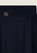 Women's Fashion Track Pants with Rose Gold Detail - High Waisted - Full Length - Navy
