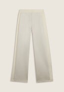 Women's Fashion Track Pants with Rose Gold Detail - High Waisted - Full Length - White