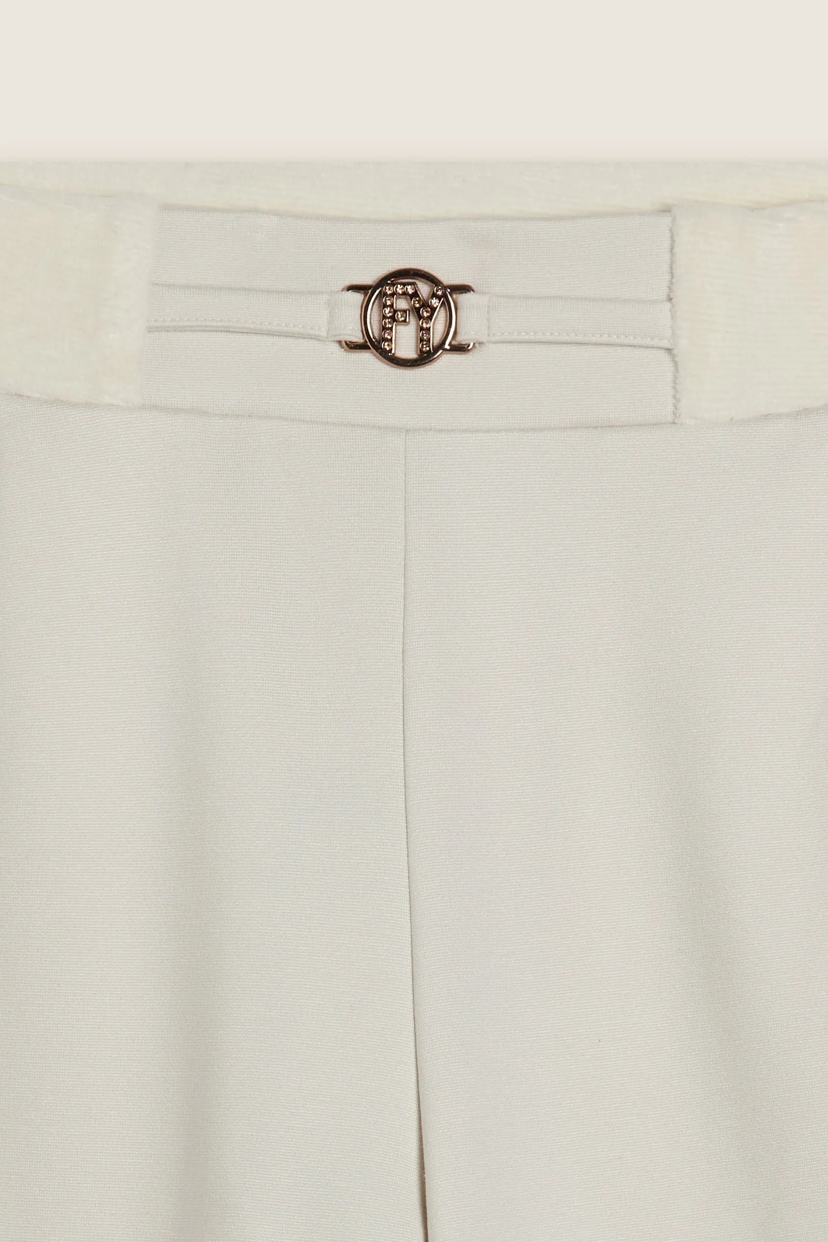 Women's Fashion Track Pants with Rose Gold Detail - High Waisted - Full Length - White 3