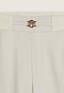Women's Fashion Track Pants with Rose Gold Detail - High Waisted - Full Length - White