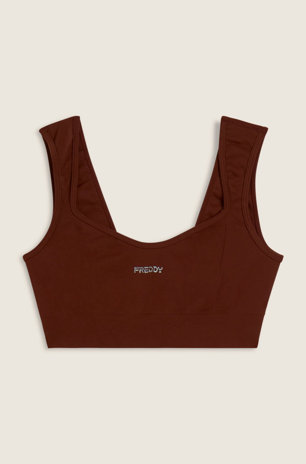 Sporty top with sweetheart neckline and light support