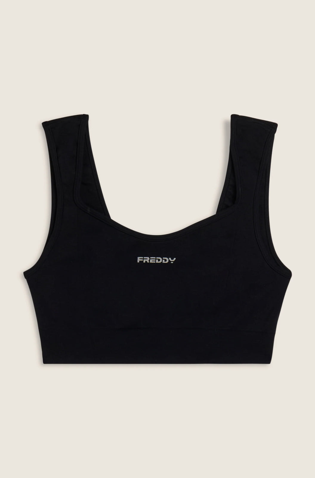 Sporty top with sweetheart neckline and light support