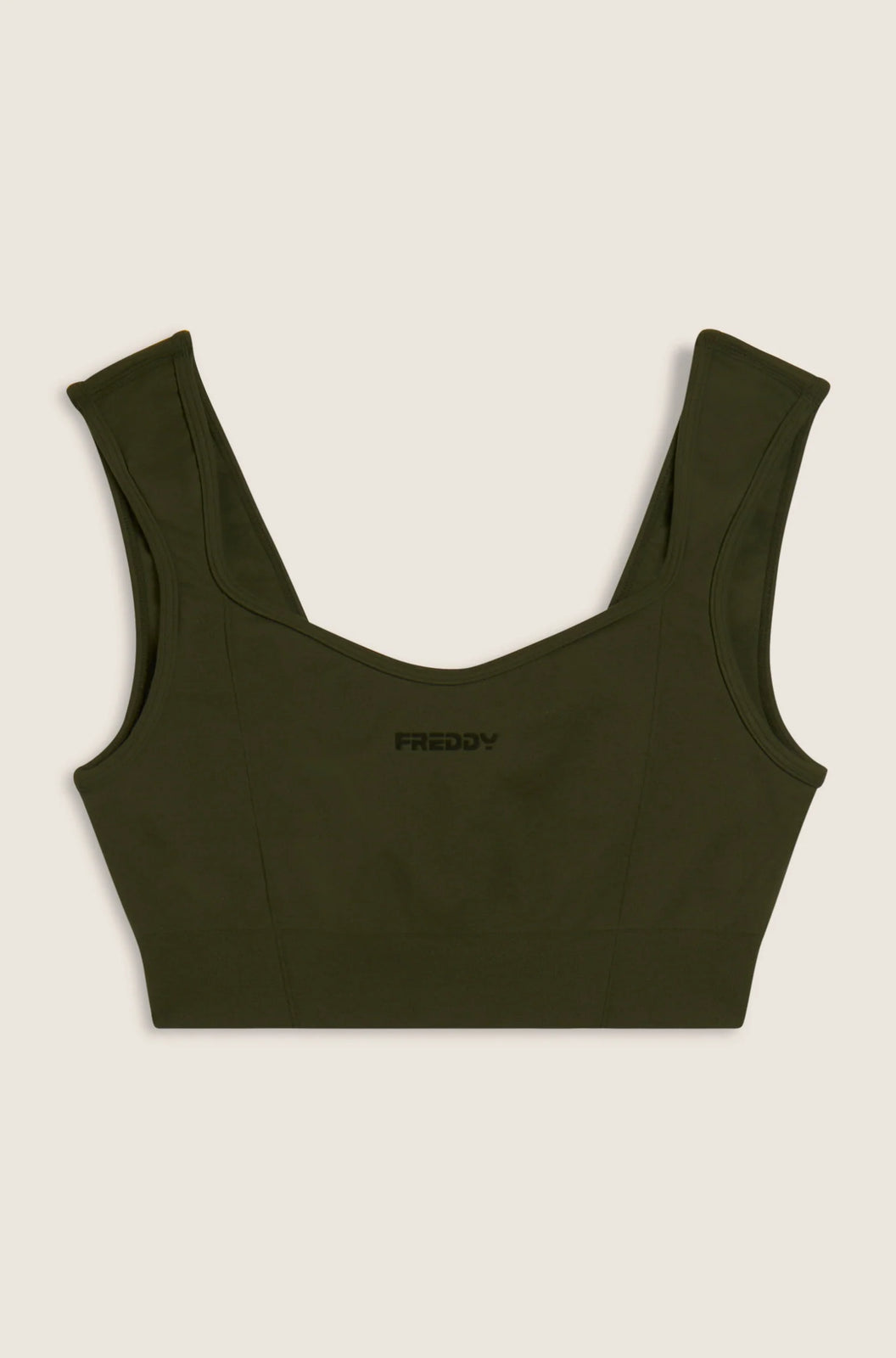 Sporty top with sweetheart neckline and light support