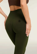 Women's Activewear Leggings - High Waisted - Full Length - Military Green