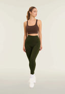 Women's Activewear Leggings - High Waisted - Full Length - Military Green
