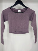 Women's Activewear Long Sleeve Ribbed Crop Top - Plum Purple