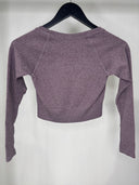 Women's Activewear Long Sleeve Ribbed Crop Top - Plum Purple