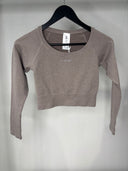Women's Activewear Long Sleeve Ribbed Crop Top - Lavender Grey