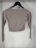 Women's Activewear Long Sleeve Ribbed Crop Top - Lavender Grey