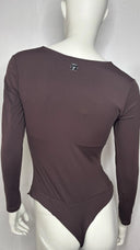 Women's Long Sleeve Square Neck Bodysuit - Chocolate