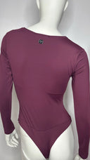Women's Long Sleeve Square Neck Bodysuit - Cherry