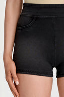 NOW Denim - High Waisted - Shorts - Black + Black Stitching
