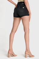 NOW Denim - High Waisted - Shorts - Black + Black Stitching