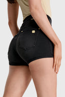 NOW Denim - High Waisted - Shorts - Black + Black Stitching