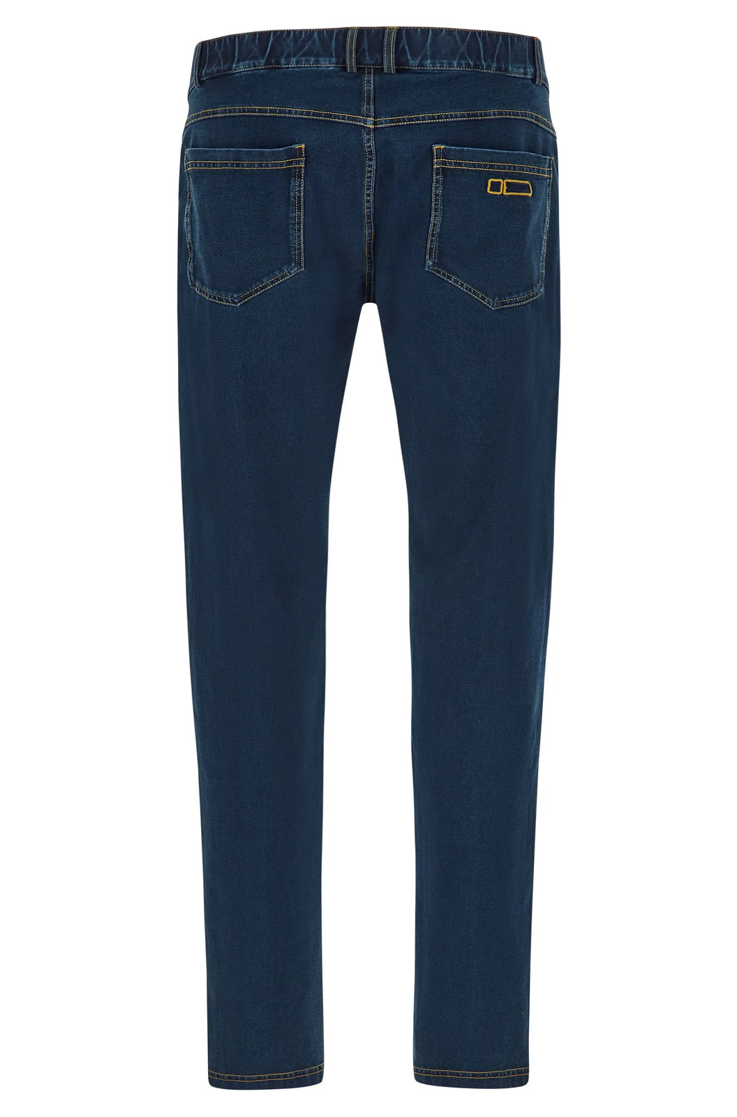 Men&#39;s Denim Stretch Jeans - Straight Leg - Dark Blue + Blue Stitching