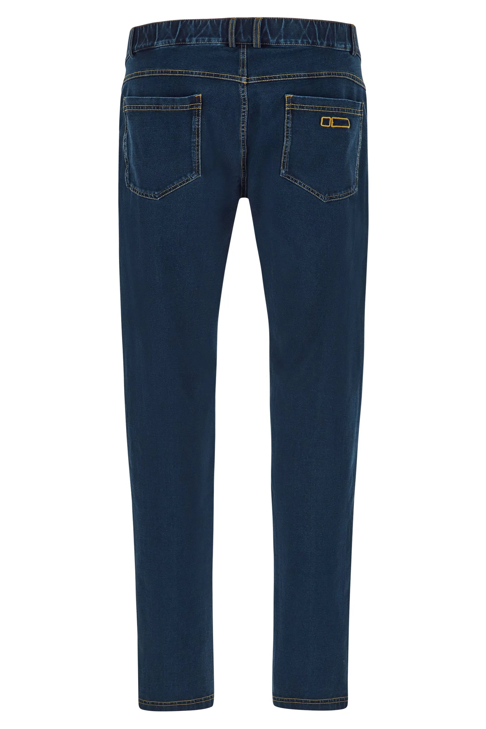 Men's Denim Stretch Jeans - Straight Leg - Dark Blue + Blue Stitching 1