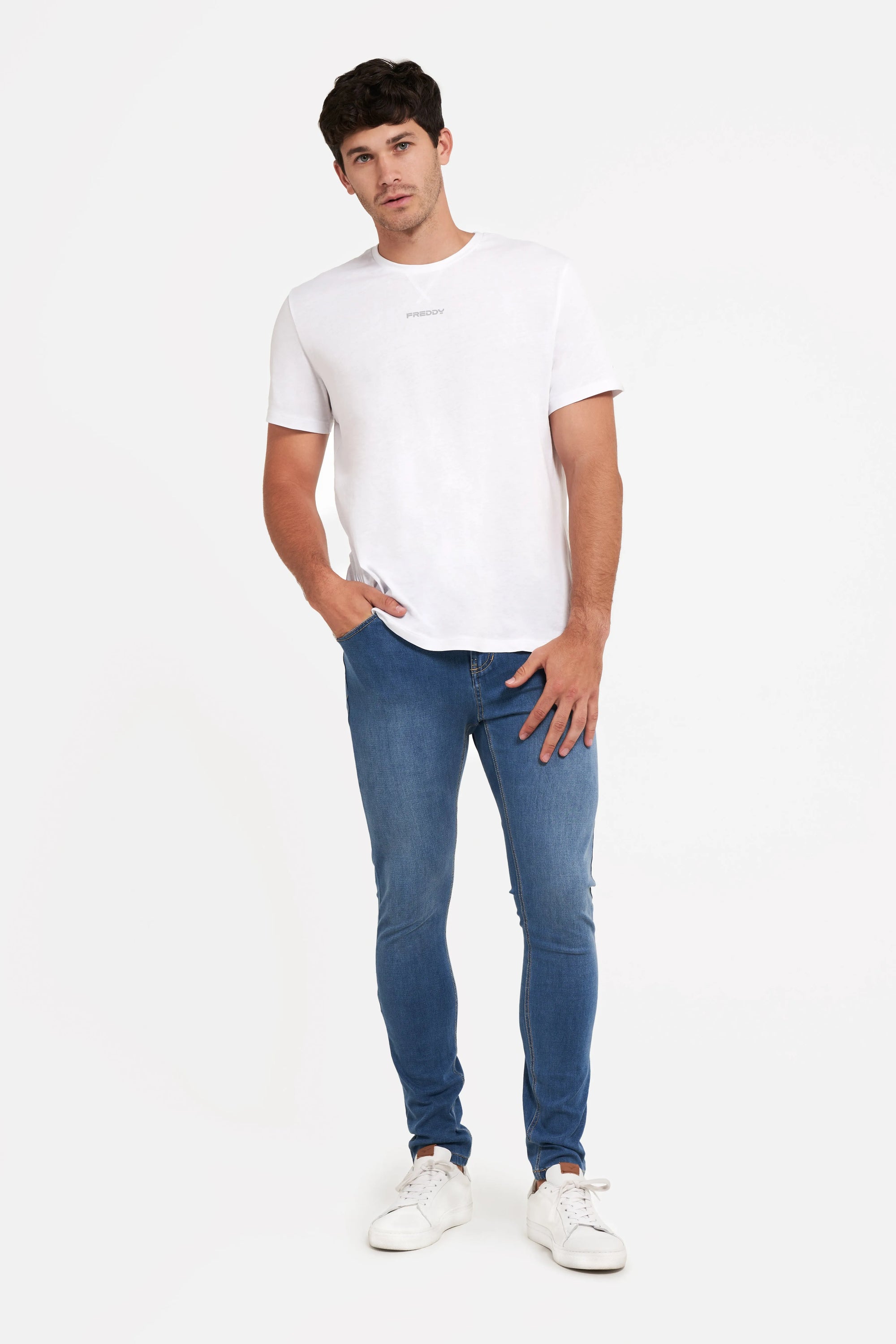 Freddy Men’s Jeans - Coastal Blue with Beige Stitching 2