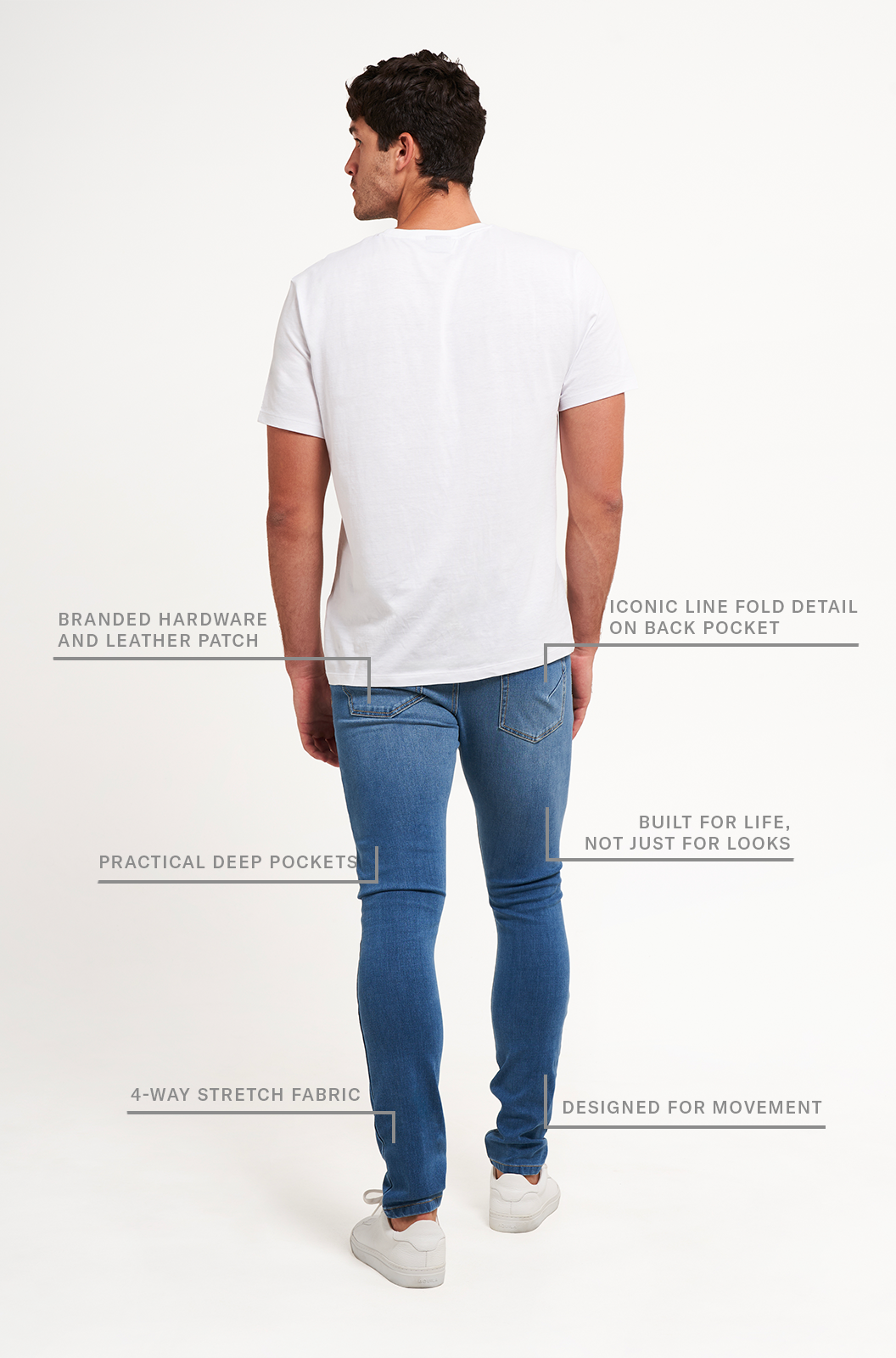 Freddy Men’s Jeans - Coastal Blue with Beige Stitching 2