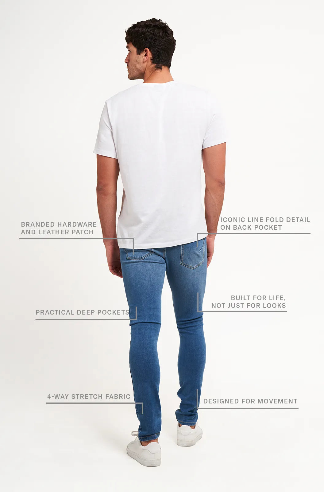 Freddy Men’s Jeans - Coastal Blue with Beige Stitching 2