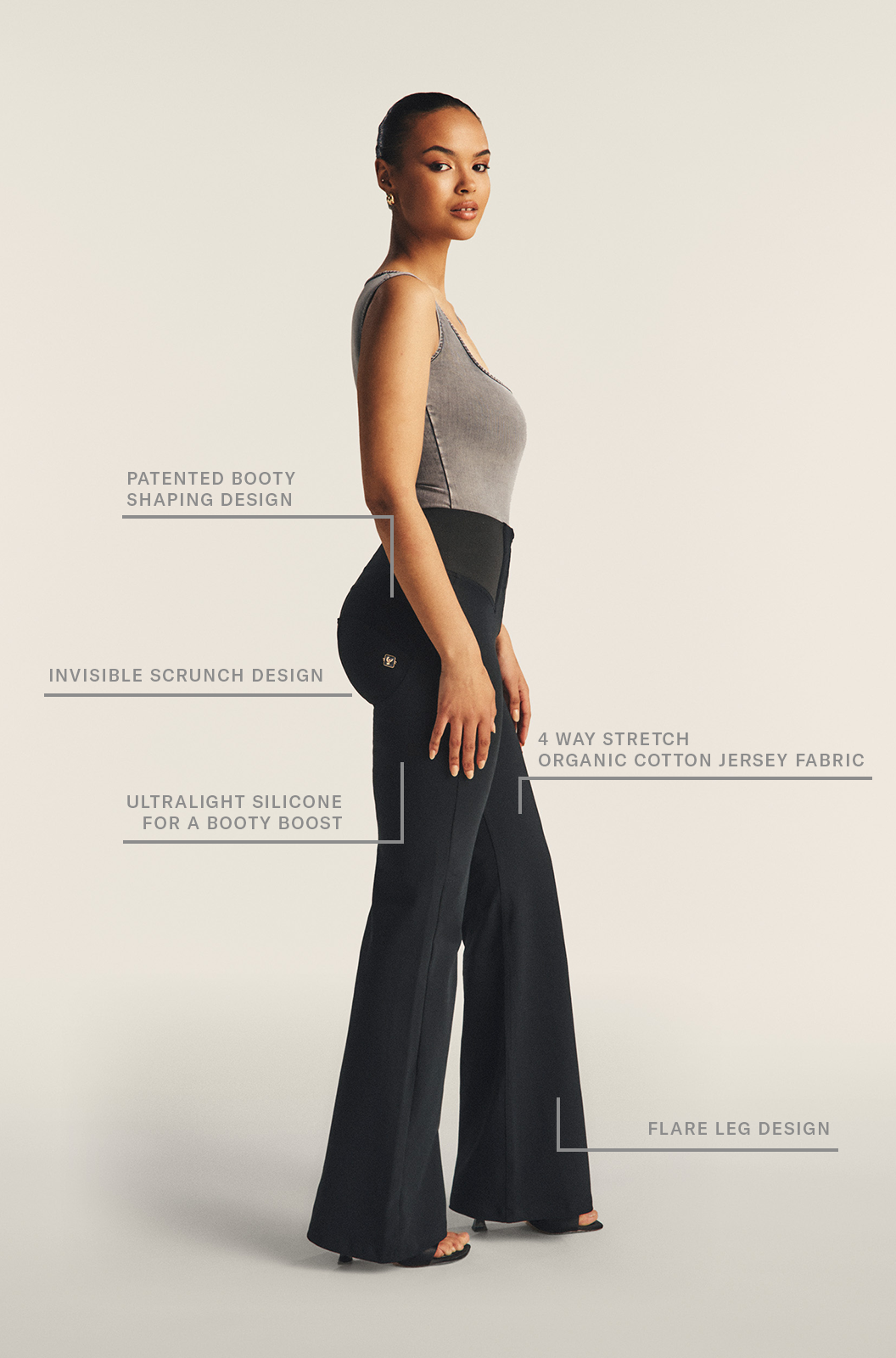 WRUP Fashion with Elastane Side - High Waist - Super Flare - Black 2