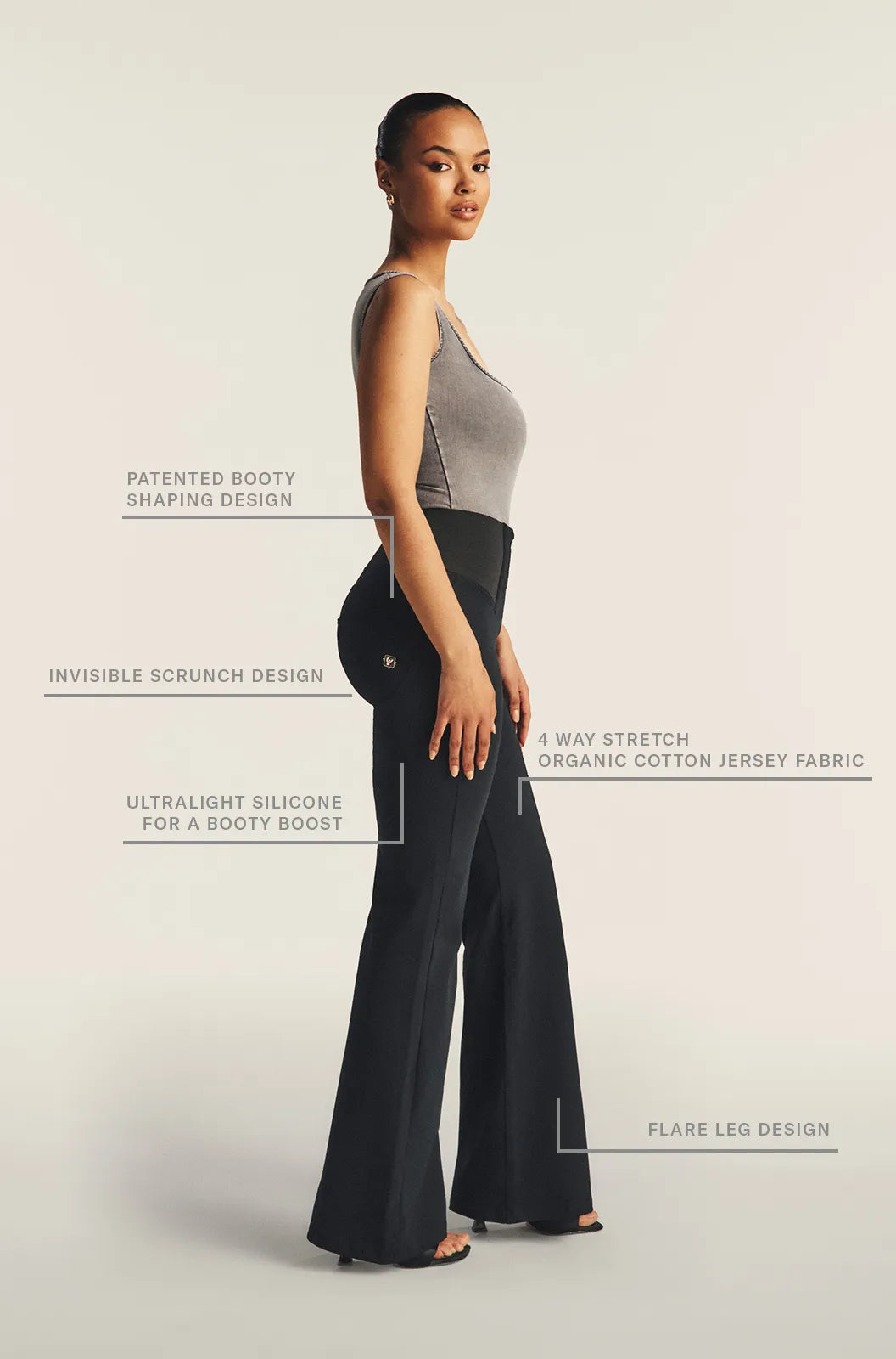 WRUP Fashion with Elastane Side - High Waist - Super Flare - Black 2
