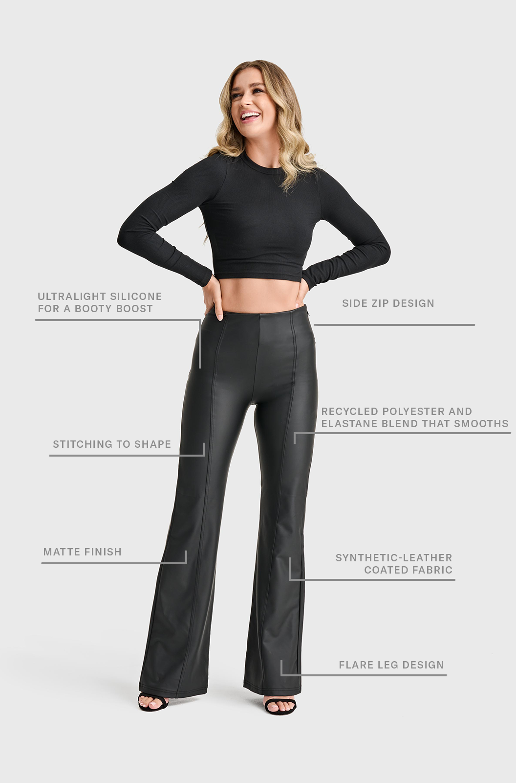 WRUP Faux Leather - Super High Waisted - Super Flare - Black 2