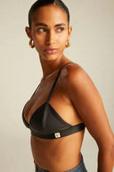 Faux Leather Bralette - Black