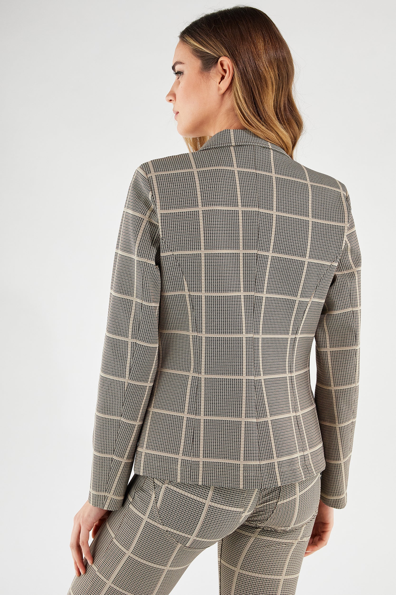 Womens Blazer - Black & Cream Plaid 2