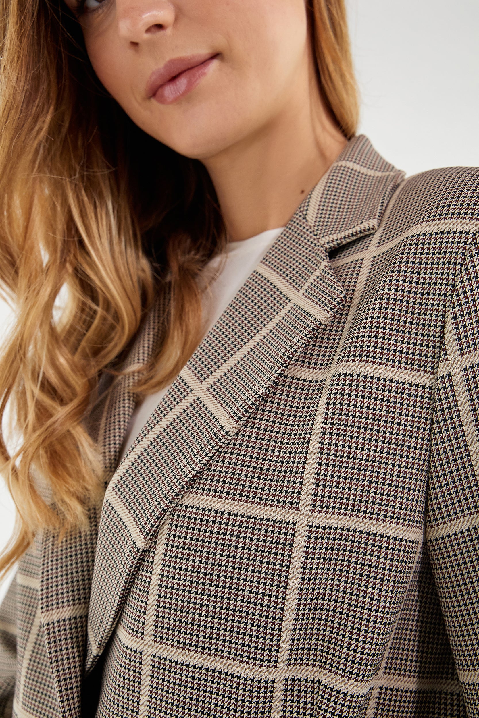 Womens Blazer - Black & Cream Plaid 3
