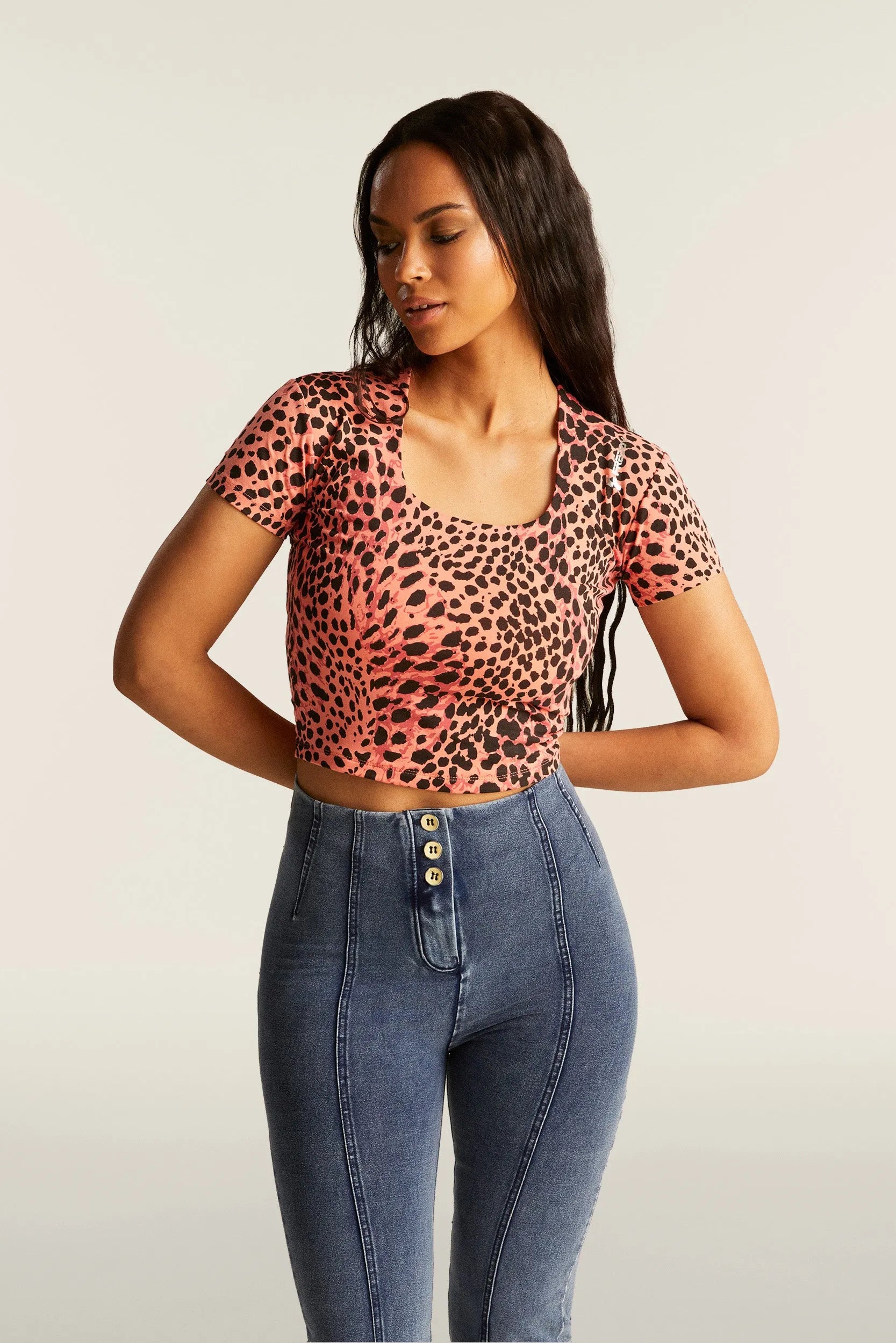 Women's Crop Top - Cheetah Print - Orange 1