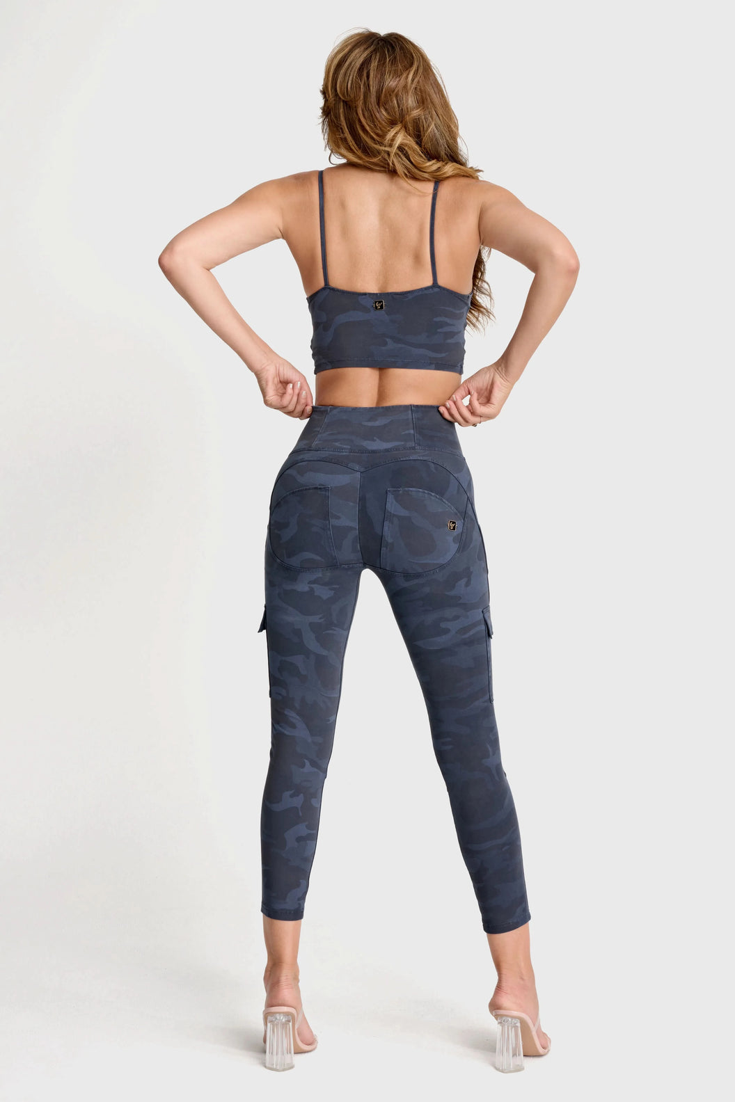 WRUP Cargo Fashion - High Waisted - 7/8 Length - Navy Blue Camo
