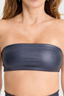 Metallic Strapless Bandeau - Deep Blue