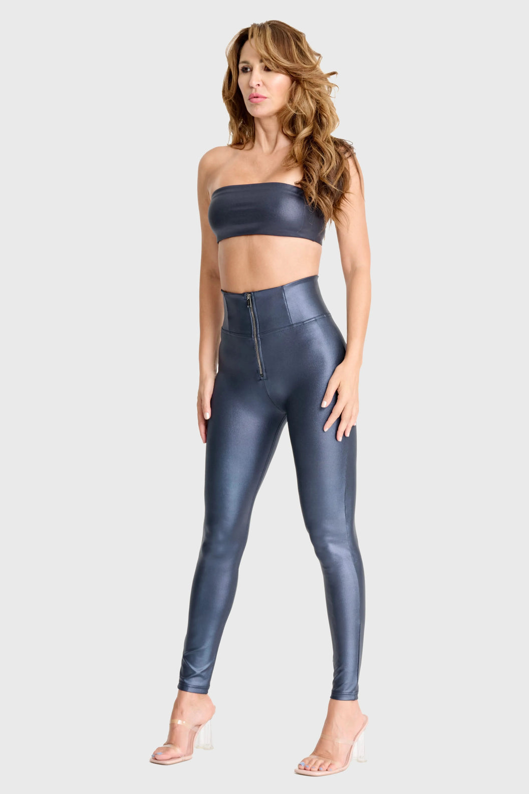 Metallic Strapless Bandeau - Deep Blue