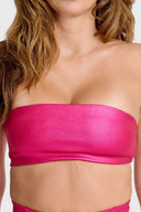 Metallic Strapless Bandeau - Hot Pink