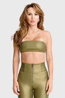 Metallic Strapless Bandeau - Olive Green